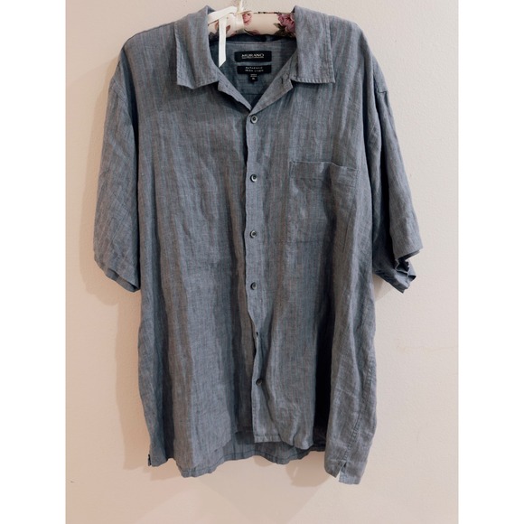 Murano Other - Murano Authentic Irish Linen Shirt Mens XL Blue Striped Short Sleeve Button Down